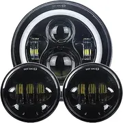 Motorcycle Headlight 7 inch LED Motorcycle Headlight Hi/low Beam with DRL 30W Fog lamp 4.5” Auxiliary Lights I