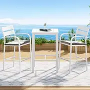 Gardeon Outdoor Bar Set Stools 3-Piece Dining Chairs Table Patio Aluminium Patio