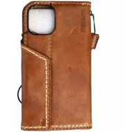 Genuine Leather Case for Iphone 14 13 12 15 16 Pro Max Plus Wallet handcraft Tan