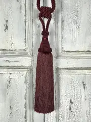 Pair 2 pieces Curtain Tie Backs - 28cm Tassel - Red Wine