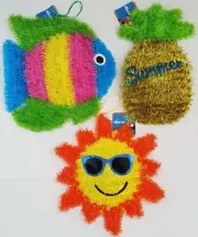 Summer Tinsel Wall Decor 13”H x 12”W x 1”D, Select: Fish, Pineapple or Sun