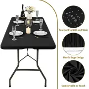 Heavy Duty Tablecloth Spandex Picnic Camping BBQ Folding Trestle Table Cover