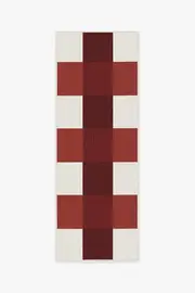75' x 215' | Machine Washable Runner Rug | Kid & Pet Friendly | Indoor Rug | Gingham Plaid Red & White Outdoor Rug | Ruggable