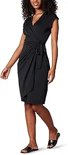 [Amazon Essentials] Women's Classic Cap Sleeve Wrap Dress (Available in Plus Size), Black, X-Large