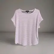 Buffalo David Bitton Ladies striped T Shirt Size Med soft White Pink