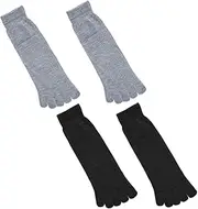 [Generic] 2 Pairs Women Toe Socks Cotton Breathable Compression Short Five Toe Sock for Women Men Athletic Running Assorted Color