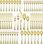 30 Pcs Gold Silverware Set Service for 6, Premium Stainless Steel Flatware Set, Cutlery Utensil Set, Durable Home Kitchen Eating Tableware Set, Include Fork Knife Spoon Set, Dishwasher Safe