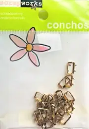 Scrap Works Embellishments - 24 Gold Rectangle Conchos Hugs CO121 - NEW
