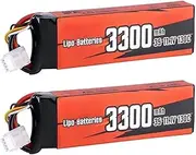 2 Pcs 3S 4S Li-ion Battery 3300mAh 4000mAh 11.1V 14.8V 130C 100C XT60 Compatible with RC Buggy Car Tank Monster Truck Hobby(3300 3S)