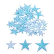 5Star Iron Patches Embroidered Sew Patch Appliques Light Blue 50pcs