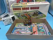 Mechanical Magic Cross Road Tin Wind Up Train Original Box W/Key