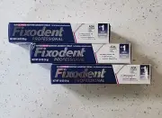 FIXODENT Professional Denture Adhesive Cream NIB 1.8 oz LOT OF 3