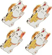 [Healeved] 4pcs Japanese Cat Brooch: Cute Animal Badge Pins Fortune Cat Lapel Pin for Clothing Bags Jackets Shirts Backpacks DIY Craft Decorations