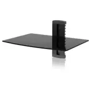 Black Floating Tempered Glass Shelf Wall Mount Bracket Stand GAMING CONSOLE HDMI