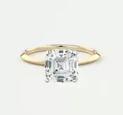 IGI F-G/VS 4 Ct Asscher Cut Lab Created Grown Diamond Ring Real 18K Yellow Gold