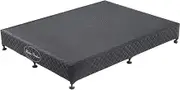 Mattress Base Ensemble King Size Solid Wooden Slat in Black with Removable Cover