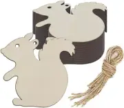 20Pcs Animal Wood DIY Crafts Cutouts Wooden Squirrel Shaped Hanging Ornaments wi