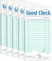 domoi 5 Pack Guest Check Books Server Note Pads for Restaurant Green Waiter Checkbook Restaurant Order Pad 50 Sheets/Pack