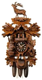 Cuckoo Clock Hunting Clock, standing Deer HO 86248/8T NEW