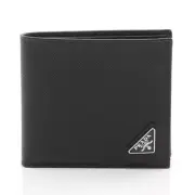 Prada Sasaffiano Triang Brand Off Saffiano Leather Bifold Wallet Men'S