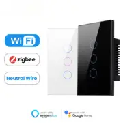 Tuya WIFI/Zigbee Smart Light Switch Neutral Wire Required Wall Touch Switch,Work