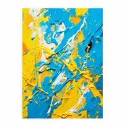 Yellow Blue Dripping Color Painting Canvas Print