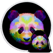Colorful Panda Head Beach Towel