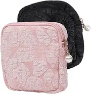 HIAKDOFT 2Pcs Portable Outdoor Sanitary Towel Pouch Travel Menstrual Pad Bag for Compact Durable Storage for Period Essentials Colors Included