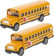 Totority 2pcs Pull Back School Bus for Realistic Metal Vehicles with Opening Doors and Functional Stop Sign Present for Aged Construction