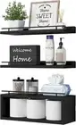 WOPITUES Floating Shelves for Wall with Cube Shelf, 15.7 inch, Black