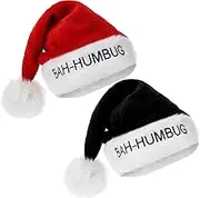2 Pieces Bah Humbug Santa Claus Christmas Hat Plush Santa Hat Xmas Christmas Hat for Adults Festival Party Supplies