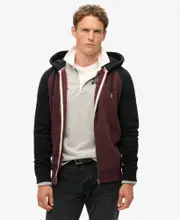 Essential Baseball Zip Hoodie | Rich Deep Burgundy/Black