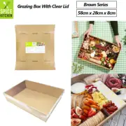 Paper Catering Grazing Boxes Plastic Lid Disposable Takeaway Food Cake Tray Bulk