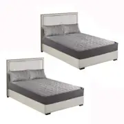 NNEAGS 2X Grey 153cm Wide Mattress Cover Thick Quilted Stretchable Bed Spread Sh