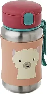 Skip Hop Toddler Sippy Cup with Straw, Zoo Stainless Steel Straw Bottle, Llama