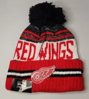 New Era Detroit Red Wings Knit Fireside Pom Beanie Hat OSFA NHL Hockey