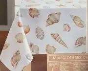 Printed Fabric Tablecloth 60"x84" Oblong(6-8 people) SEALIFE,SEASHELS,SEASIDE,BM