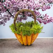 Raffia Carrot Basket Hopping Right Along For Spring And/Or For Easter