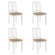 Dining Chairs with Cushions 4 pcs White Solid Wood