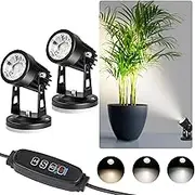 Led Spot Lights Indoor Uplighting - Dimmable Up Lights Indoor Spotlight, 3W Floor Spot Lights Uplights Indoor Accent Light for Plants, 3 Color Lighting Modes & Auto On/Off Timer Function (2 Pack)