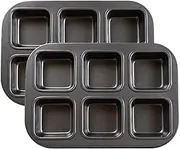 Sinsanye Pack of 2 Brownie Baking Moulds, 6-Hole Brownie Mould, Non-Stick Coated, Durable Carbon Steel, Cake Mould, Square Muffin Tray for Mousse Cakes, Bread (26.7 x 18.7 cm)