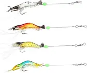 4pcs Luminous Soft Shrimp Fishing Bait with Hooks for Crappie Trout Bass and Fishing Freshwater and Saltwater