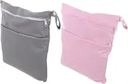 Abaodam Nappy Pouch Set 2pcs Diaper Storage Bag for Baby Portable Baby Diaper Caddy Grey Easy to Use