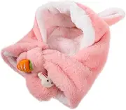 [TOGEVAL] Bunny Ears Scarf Cartoon Cap Scarf Plush Bunny Hat Animal Clothing Ear Muffs for Babies Bonnet Neck Warmer Outfits Caps Plush Hat Fluff Khaki