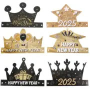 6PCS Paper Crowns Happy New Year Caps New Year Crowns Hats Party Crown Paper Hat