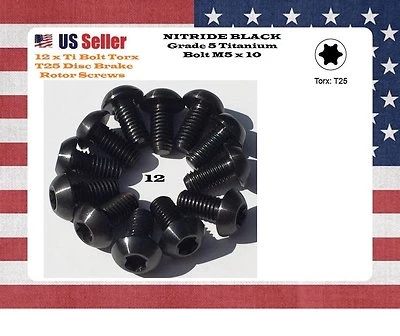 M5 x 10 titanium Black NITRIDE Bolts torx disc brake rotor Bolts GR5 set of 12