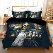Gunners Man Skull Quilt Doona Duvet Cover Pillow Case Set