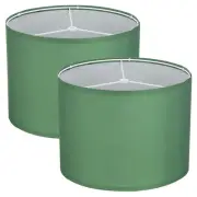 2Set Drum Lamp Shades for Table Lamps, 13"x13"x10" Linen Lampshade, Green