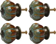 Ceramic Knob,Cabinet,Furniture Pull Handles,Door Pull,Drawer Pull Handle,4pcs Ceramic Vintage Knobs Drawer Pumpkin Shaped Pull Handle Furniture Door Cabinet Cupboard Wardrobe Dresser Decorative Blue