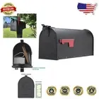 Durable Rust-Proof Aluminum Post Mount Mailbox - Textured Black, Medium Size